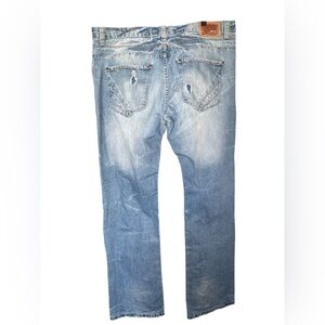 Vintage‎ Akoo Y2K Light Blue Super Distressed Ripped Faded Jeans Size 42